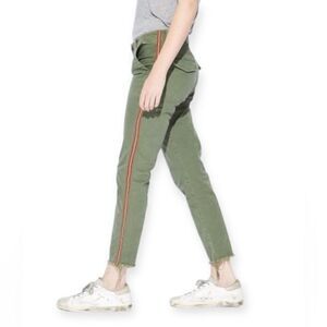 Nili Lotan Jenna Pant With Side Tape, Camo Green with red tape, Size 2